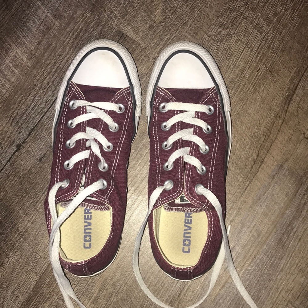 Burgundy and White Converse